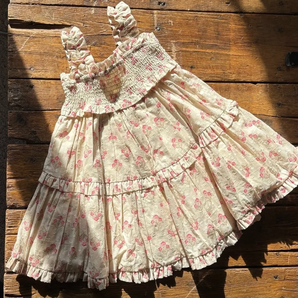 HAPPILY GREY Toddler Girls Floral Casual Sun Dress Cream/Pink Flowers - Picture 6 of 6